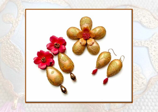Opulent Brocade Jewelry in Polymer Clay