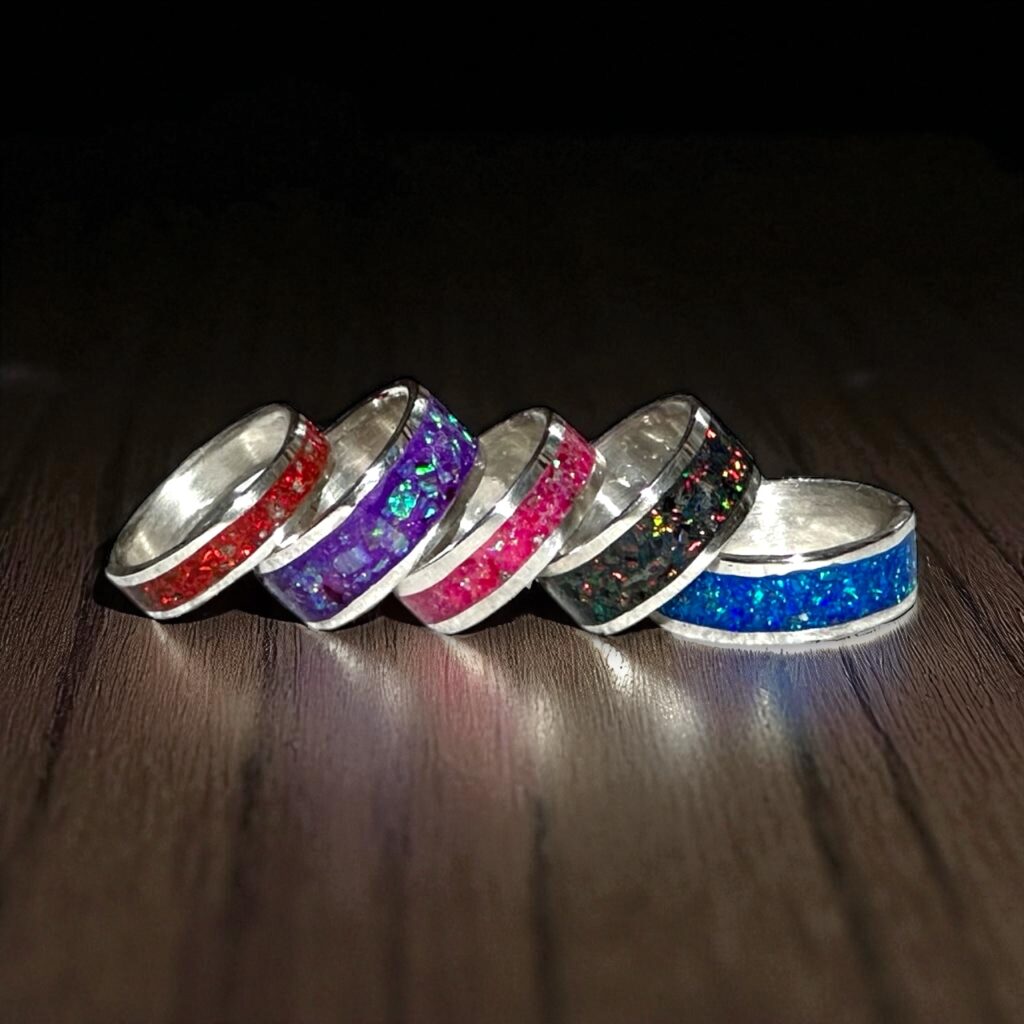 Photo inspiration: Picture Idea: Channel Ring Metal Clay Mastery Opal Glow And Crushed Glass